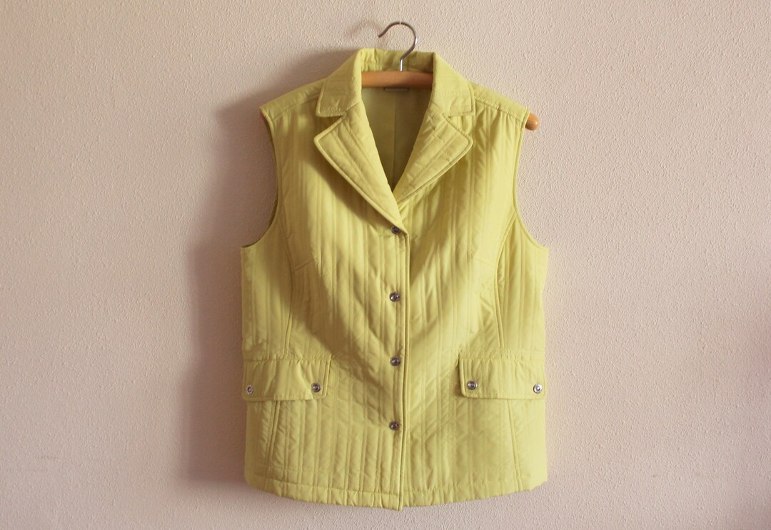Women's Vest Quilted Vest Lime Green Womens Vest Quilted Etsy