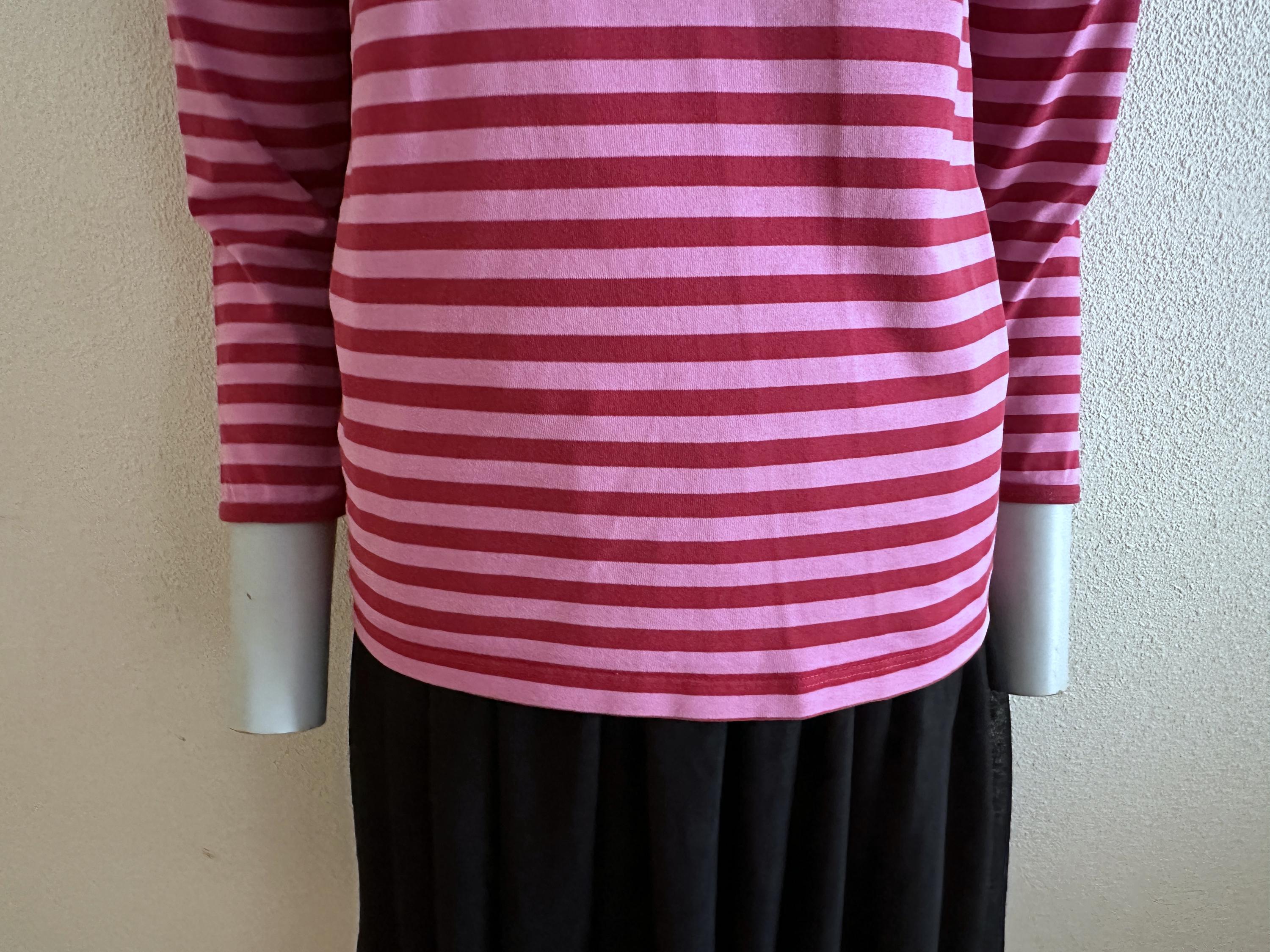 MARIMEKKO シャツ 長袖 ストライプ トップス ピンク ストライプ