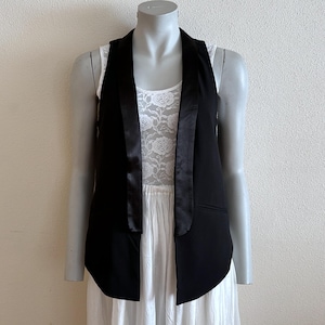 Black Vest Open Front Women Vest Sleeveless Jacket Black Womens Waistcoat