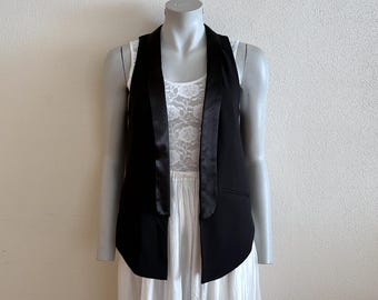 Black Vest Open Front Women Vest Sleeveless Jacket Black Womens Waistcoat