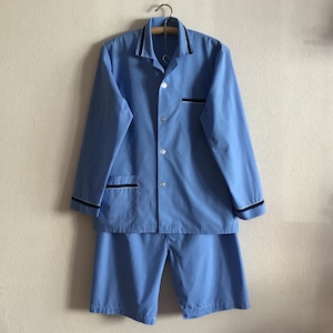 Vintage Pajamas Set Men Pyjama Mens Retro Pajama Clothes Blue Night Clothing