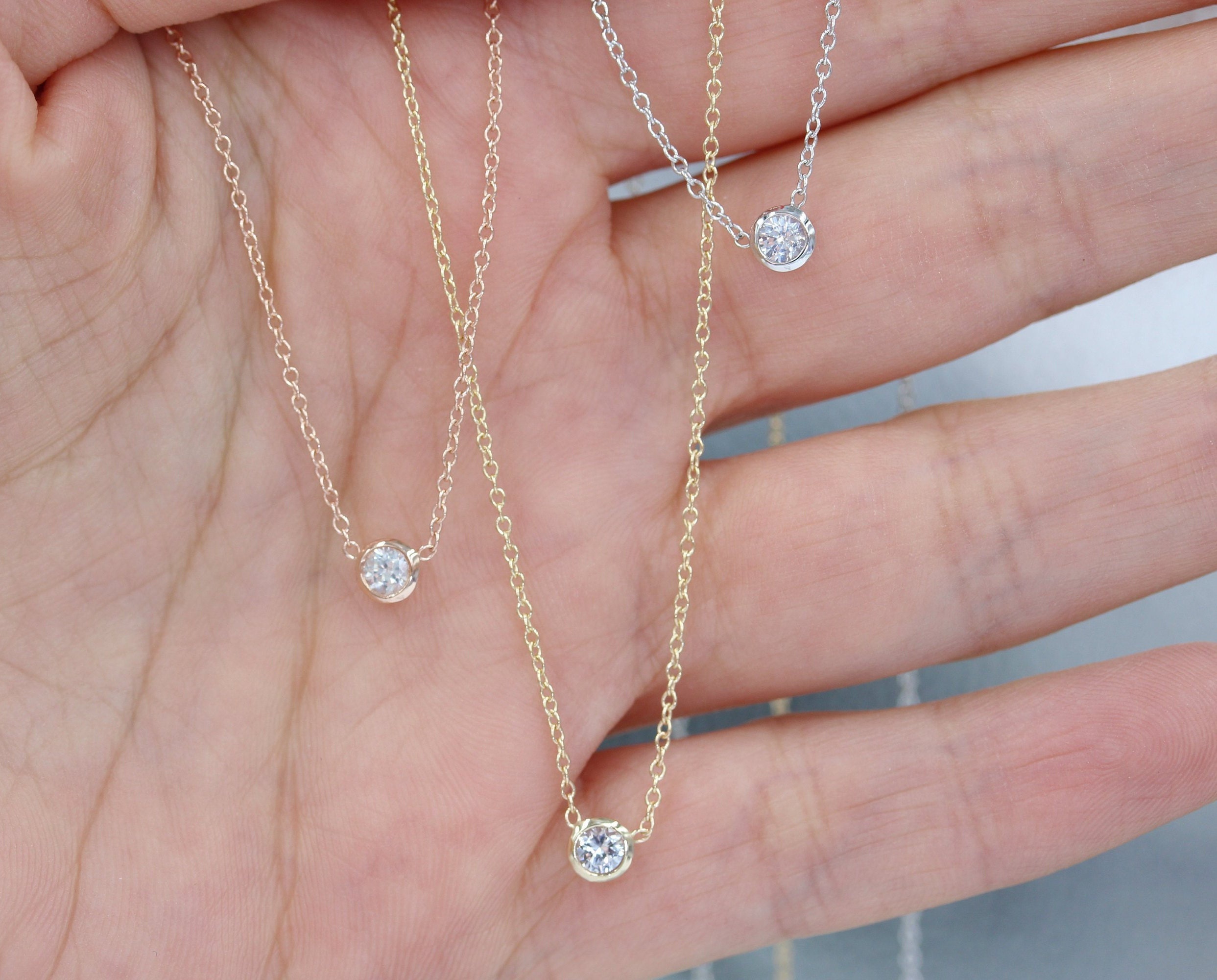 White sapphire mens necklace Clearance