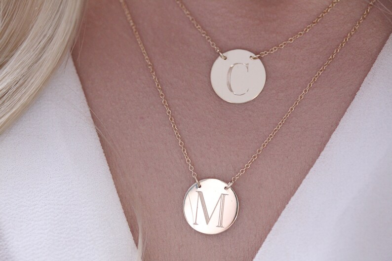 14k solid gold double initial necklace double strand necklace Etsy