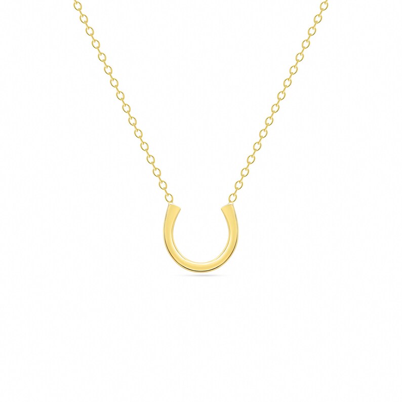 14k solid gold horseshoe necklace good luck necklace lucky Etsy