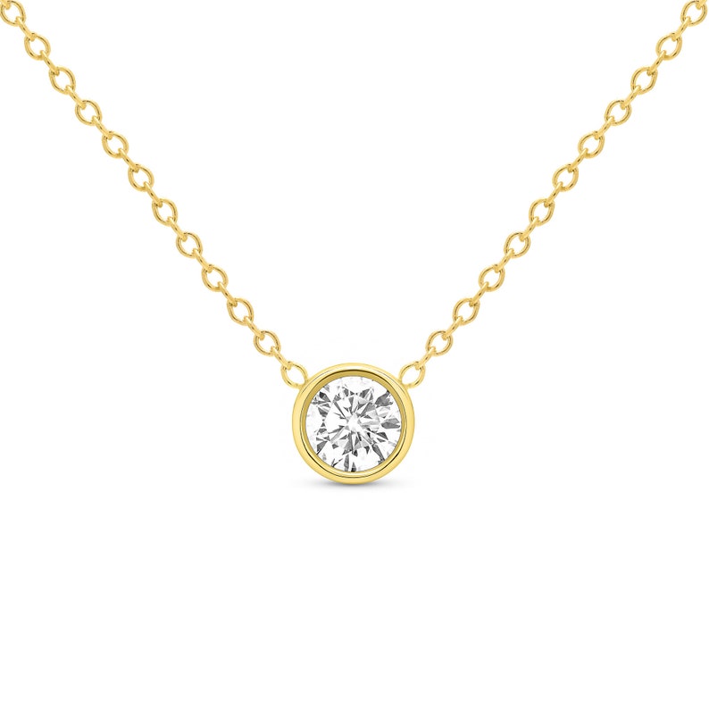 Solid 14k gold diamond necklace solitaire necklace classic | Etsy