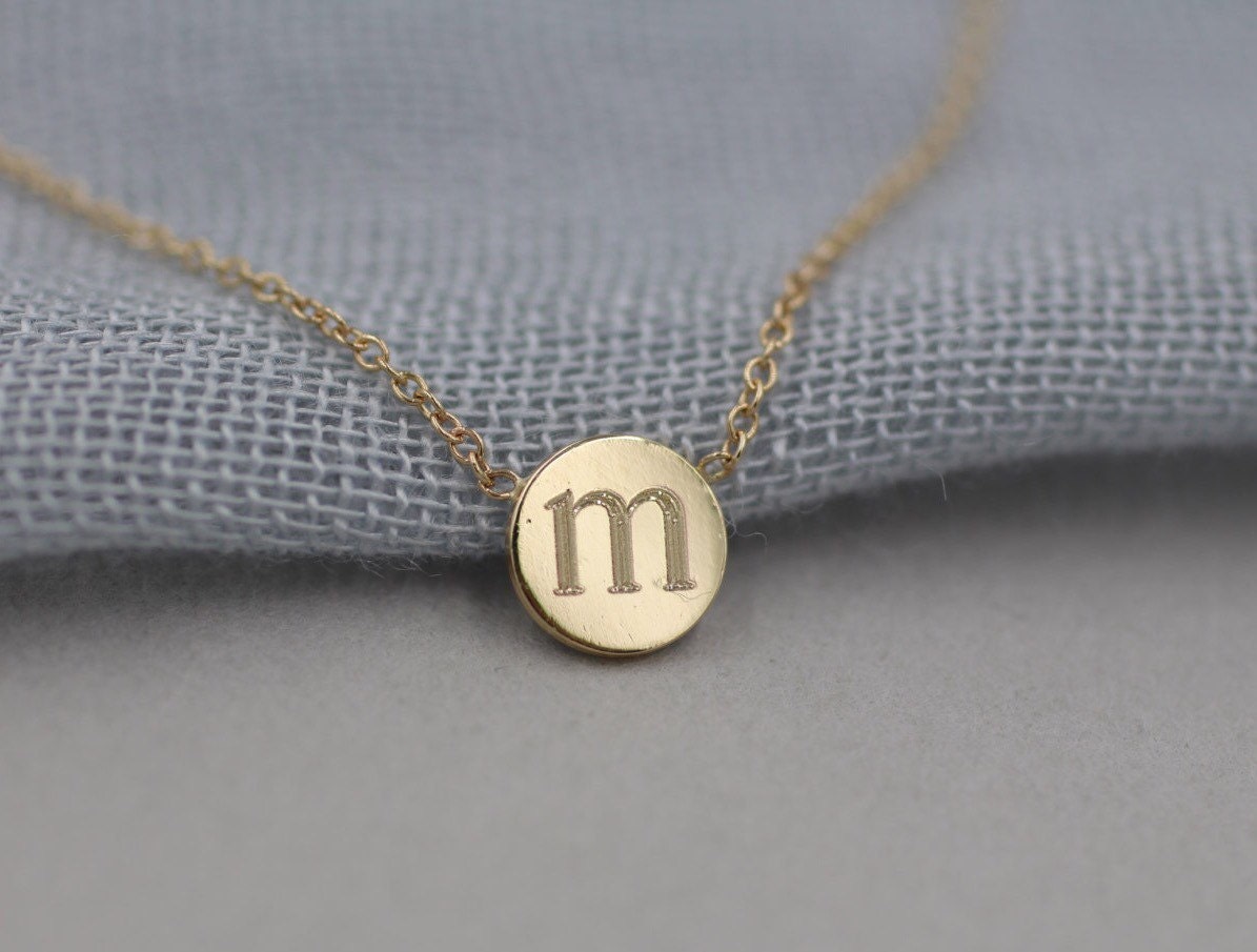 14k solid gold personalized necklace initial necklace engraved Etsy