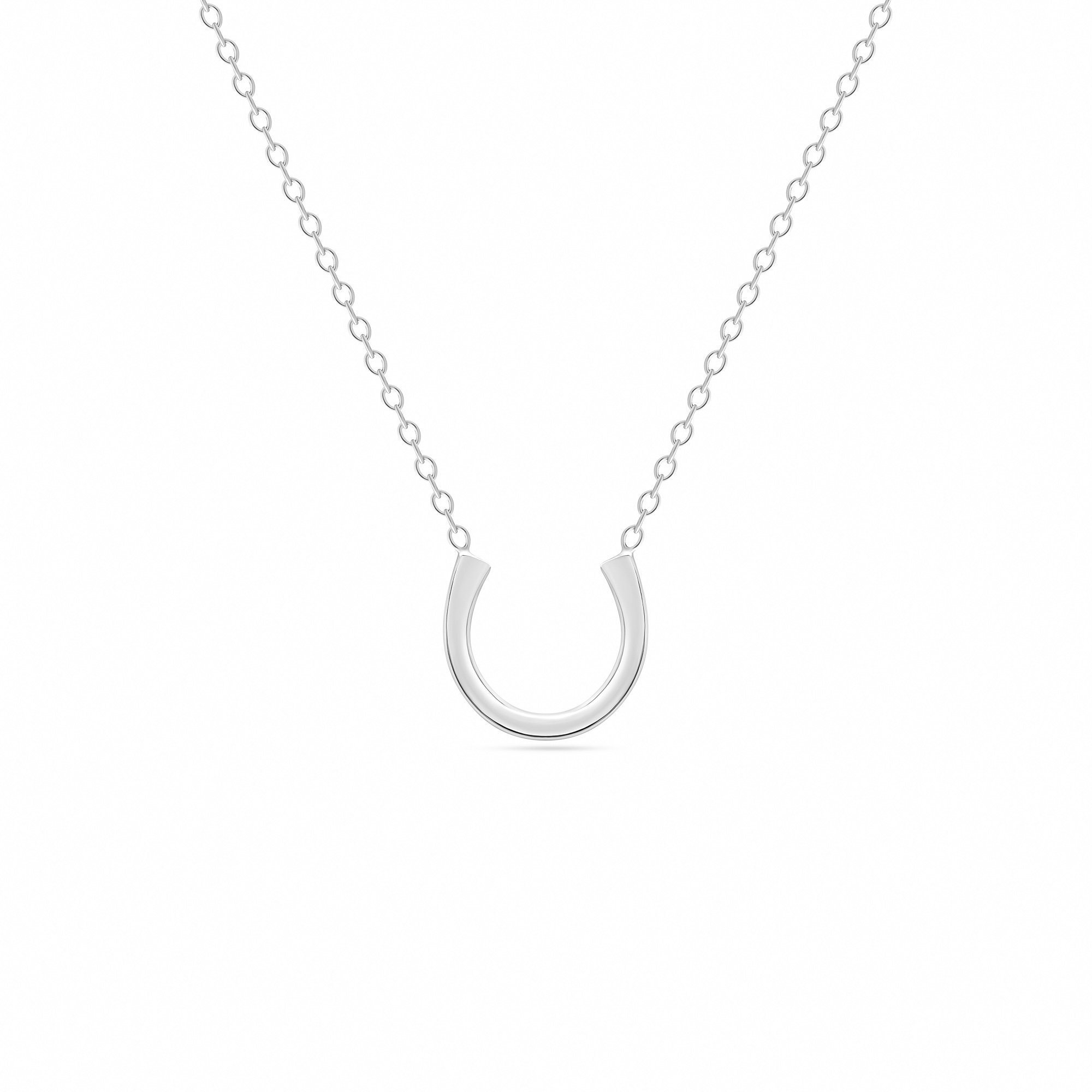 14k solid gold horseshoe necklace good luck necklace lucky Etsy