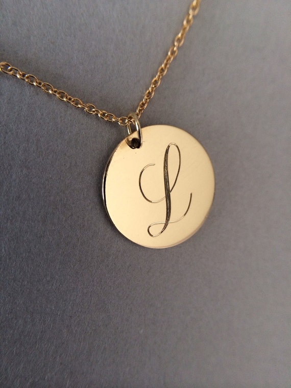 14k solid gold initial necklace name necklace monogram Etsy