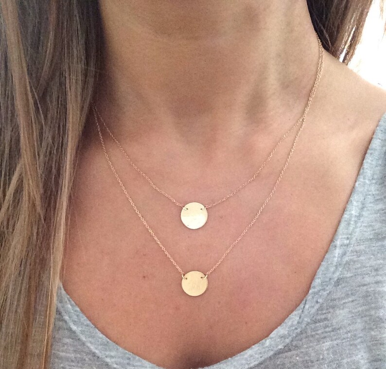 14k solid gold double initial necklace double strand necklace Etsy