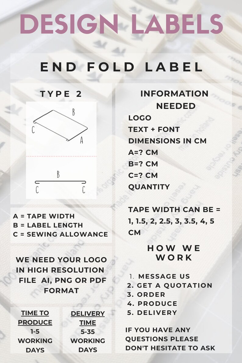 Best Offer 30 = 15 15 Custom Design Fabric Clothing Labels Design with Your Text or Logo Natural Organic Label Clothing Label Garment Tags