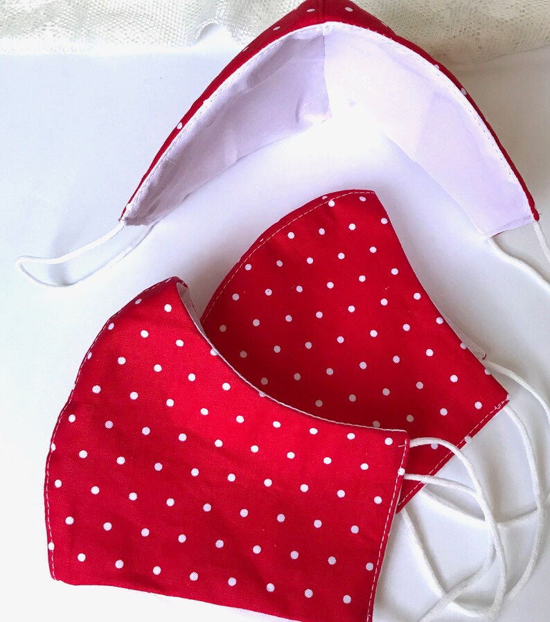 Red Dotted Mask,Cute Face Mask,Everyday Mask,Washable Face Mask,Women's Mask image 2