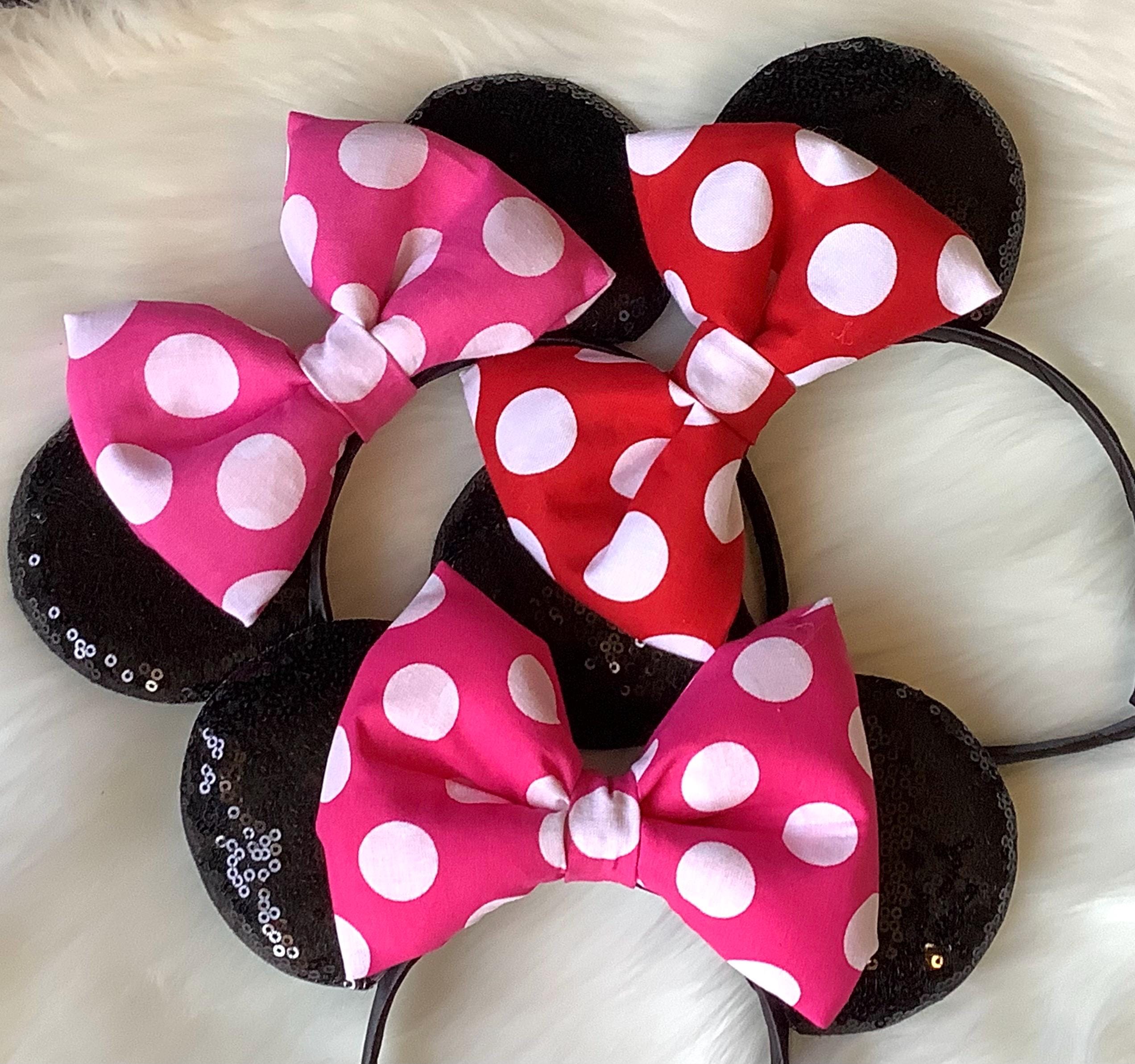 Polka Dot Minnie Mouse Ears: Puffy Bow, Birthday Ears, up  display picture 2