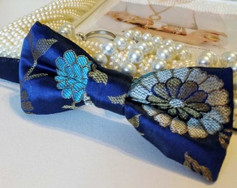 Royal Blue Ties, Brocade Bow Ties,Evening Bow Ties,Men's Navy Ties,Luxury Ties,Formal Event ,Blue Floral Wedding Ties,Grooms,prom