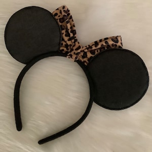 Cheetah Print Minnie Ears Headband: Brown Cheetah Bow,Up Headband image 4