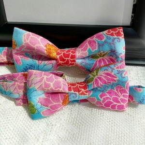 Father and Son,Floral Men&#39;s  Bowtie, Blue  Pink Ties,Bowtie for Wedding,Freestyle Bow Ties,Formal Bow Tie,Grooms,Prom Bow Ties