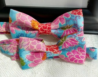 Father & Son Floral Bow Tie Set: Cotton Wedding Ties
