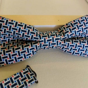 Blue Red Prints Bowties, Men&#39;s Bowties, Classic Bowties,Formal Bowties,Navy Bow Ties,Pre Tied Bow Ties,Wedding Bow ties