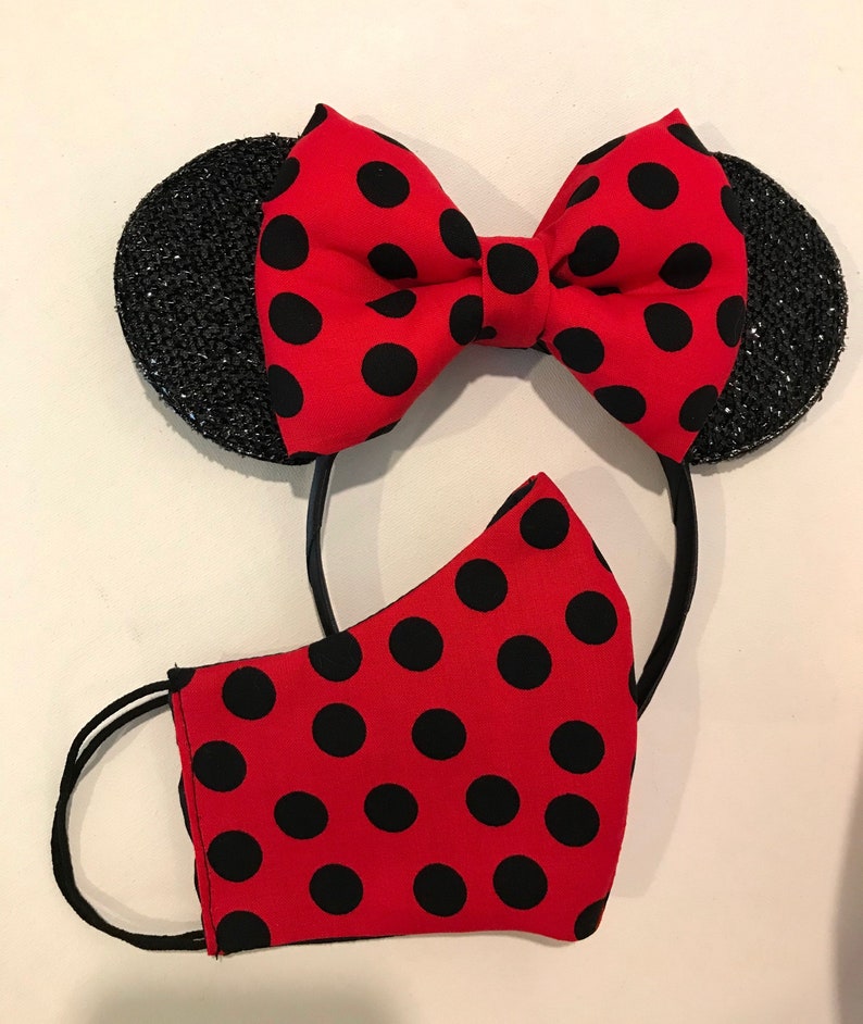 Black Dots Minnie Set,Minnie Mouse Birthday,Minnie /& Mask Dots,Minnie Classic,Retro Rockabilly,Halloween Ears Headband,Rock The Dot/'s