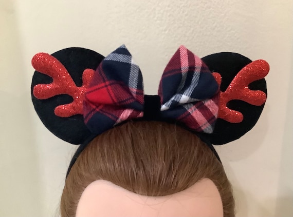 Christmas Plaid Mouse Ears Headband: Holiday Costume - Etsy display picture 3