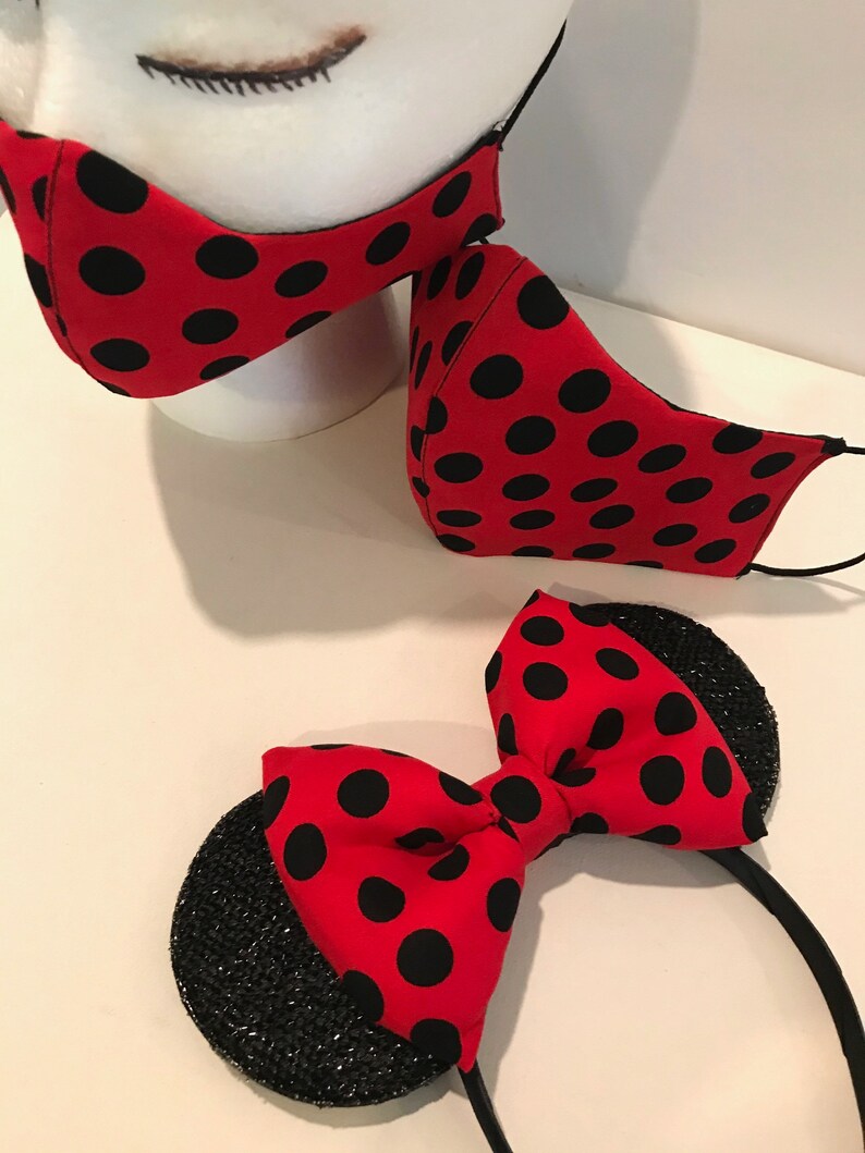 Black Dots Minnie Set,Minnie Mouse Birthday,Minnie /& Mask Dots,Minnie Classic,Retro Rockabilly,Halloween Ears Headband,Rock The Dot/'s
