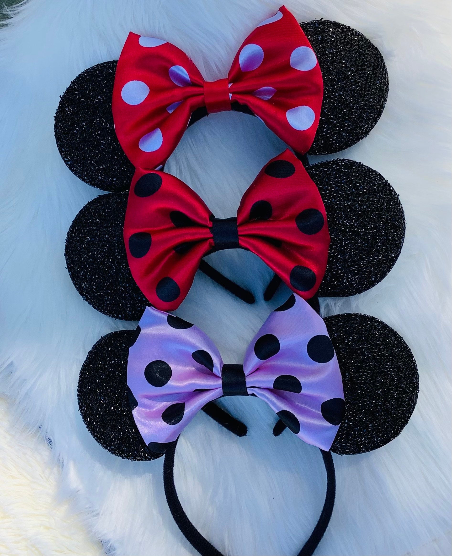 Disney World Minnie Mouse Ears Puff Satin Polka Dot Bow Adult Headband Disney Parks Minnie Mouse Navy Blue Polka Dot | Mercari main image 2