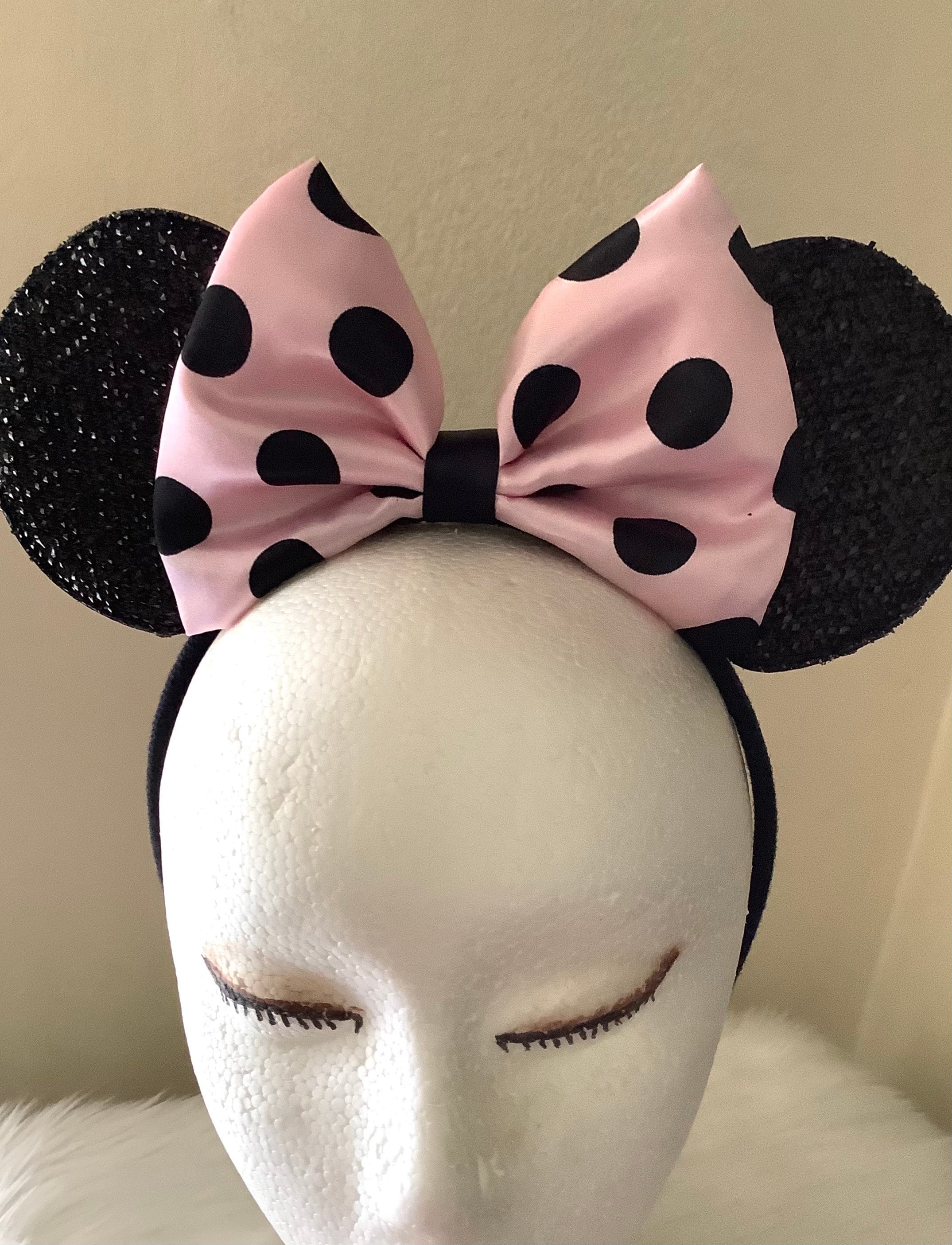Disney World Minnie Mouse Ears Puff Satin Polka Dot Bow Adult Headband Disney Parks Minnie Mouse Navy Blue Polka Dot | Mercari main image 4