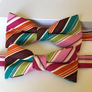 Father and Son Bowties,Striped Bowties,Red Brown Bowties, Wedding,Prom, Birthday Photo Props Bow ties