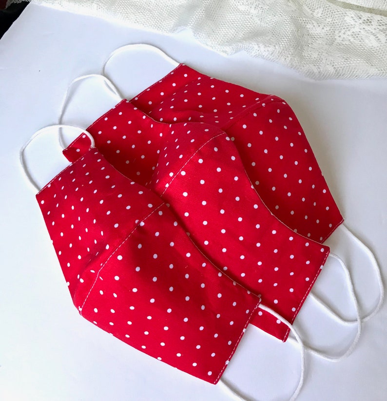 Red Dotted Mask,Cute Face Mask,Everyday Mask,Washable Face Mask,Women's Mask image 1