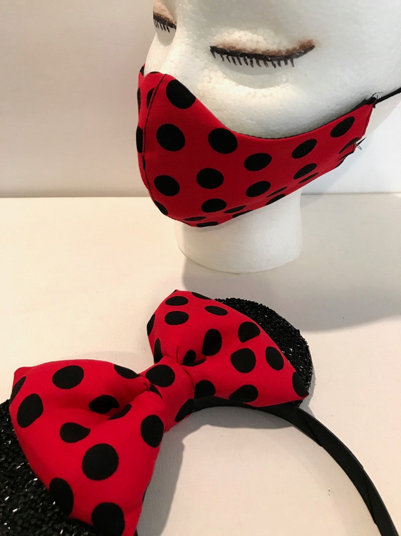 Black Dots Minnie Set,Minnie Mouse Birthday,Minnie /& Mask Dots,Minnie Classic,Retro Rockabilly,Halloween Ears Headband,Rock The Dot/'s