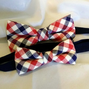 Father and Son Bow Ties, Plaid Bow Tie, Men&#39;s Bow ties,Formal Bow Ties,Holiday Ties,Red Navy Bow Ties,Classic Bow Ties,Bow Tie Sets