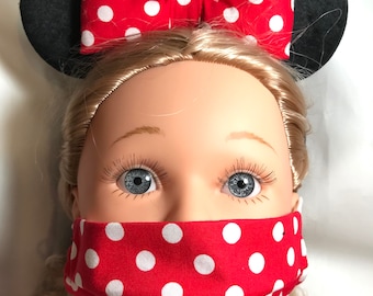 Minnie Ears and Mask,Kids Red Dot&#39;s Minnie Set,Minnie Classic,Made in USA,Girls  Minnie Ears,Kid Valentine Headband,Birthday Ears