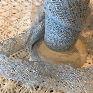 Heirloom Lace,2-5 yds Vintage Lace,Blue Gold Lace, Lace Trim,Lace by the Yard,blue lace trim,trim and lace,Vintage blue lace,Scrapbook lace