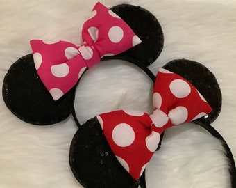 Fashion Minnie Ears, Kid's Minnie Ears, Polka Dot Minnie, Ears Minnie Mouse, Ear Headband, Birthday Ears, Minnie Ears