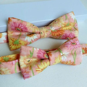 Father and Son,Peach Bow Tie,Floral Bow Tie, Bow Tie Set,Wedding Baptism,Men Boys Bow Ties,Mix and Match,Formal Bow Ties,Neck Ties