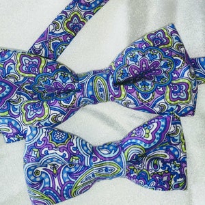 Blue Paisley Bowties, Father and Son,Floral Bow Ties,Cool Bow Ties,Freestyle Bow Ties,Printed Bow Tie,Blue Floral Wedding ties