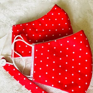Red Dotted Mask,Cute Face Mask,Everyday Mask,Washable Face Mask,Women's Mask image 3