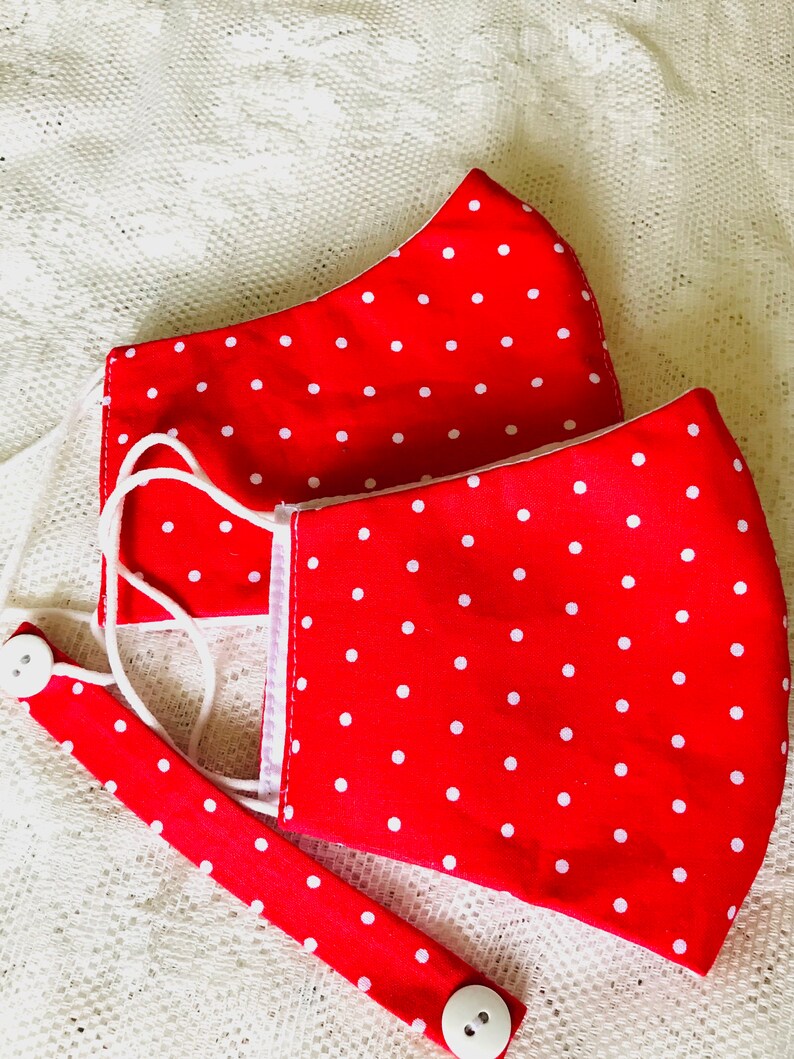 Red Dotted Mask,Cute Face Mask,Everyday Mask,Washable Face Mask,Women's Mask image 3