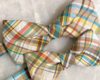 Madras Plaid Bow Tie Set: Father and Son Matching Bowties