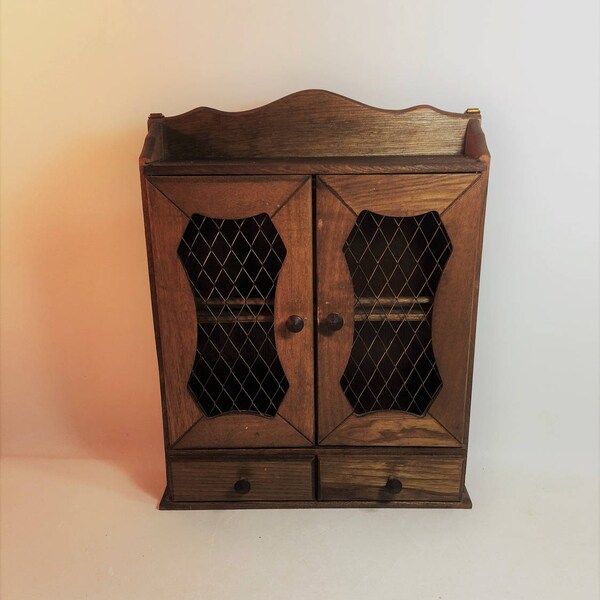 Vintage Large Spice Rack Cabinet With Two Shelves and Two Drawers