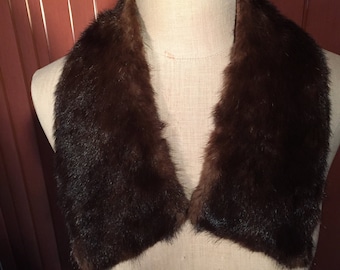 Mid Century Brown Mink Fur Collar, Genuine Fur