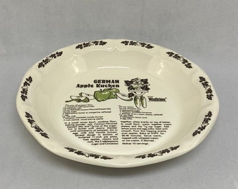 Vintage Ceramic German Apple Kuchen Plate Recipe Pie Plate