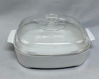 Vintage Corning Ware Large Casserole All White With Lid, MW-A-10