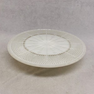 Vintage Anchor Hocking Milk Glass Pedestal Cake Stand with Gold Accents