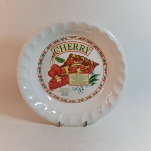Vintage Ceramic Cherry Pie Plate Recipe Dish