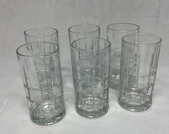 Anchor Hocking  Clear Tartan Tall Drinking Glasses Set of 6