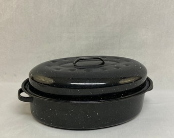 small enamel roasting pan with lid