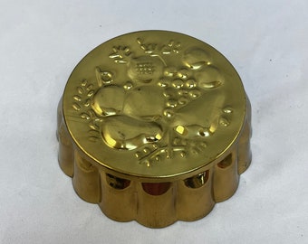 Vintage Goldtone Jello Mold Fruit Design