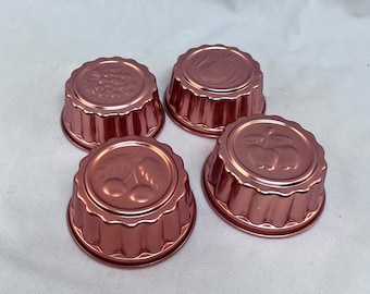 Vintage Copper Aluminum Jello Molds, Set of 4