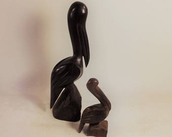 Ironwood Pelican Carvings, Sculptures, Set of 2