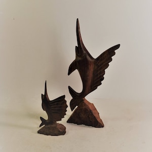Ironwood Swordfish Carvings, Sculptures, Set of 2